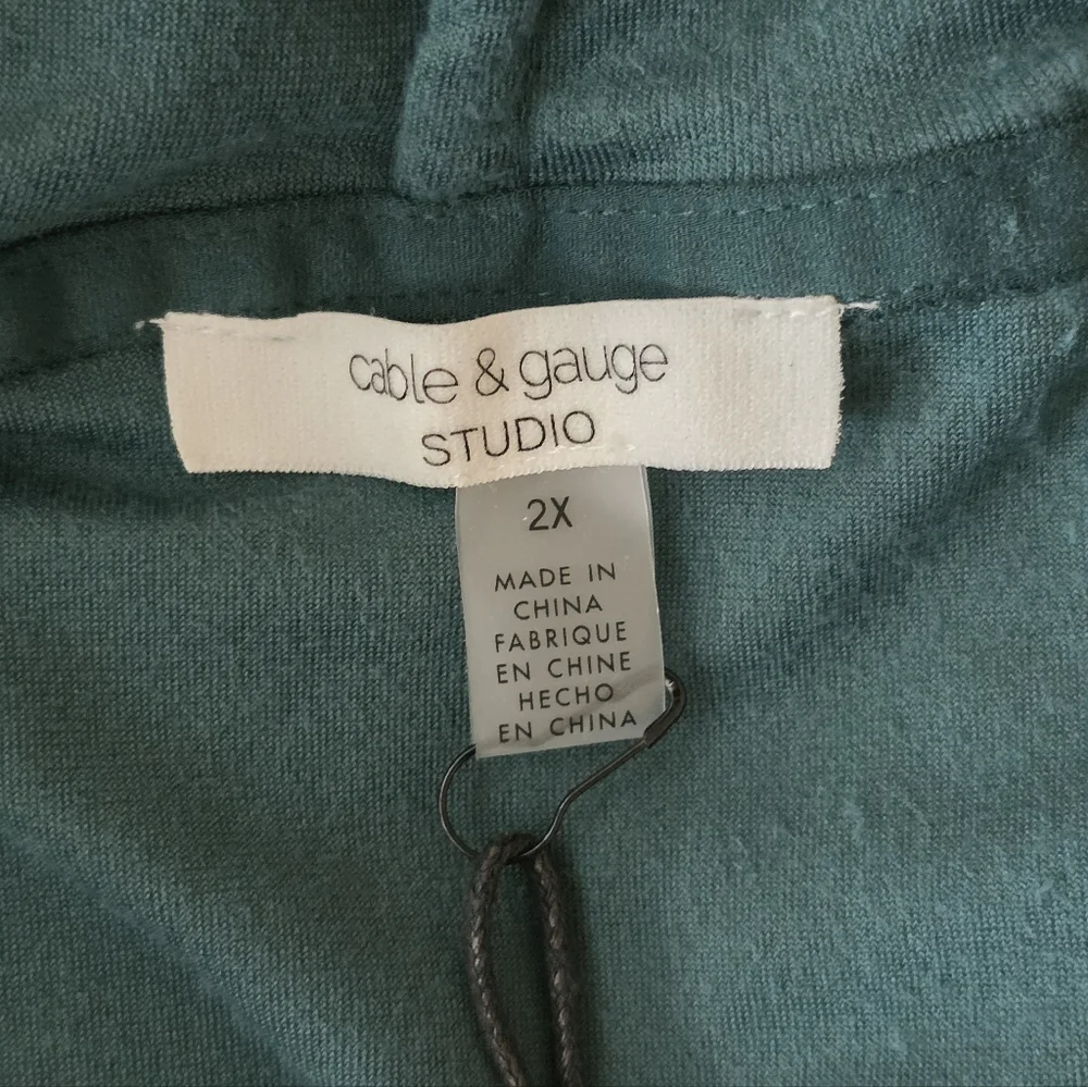 Cable & Gauge Botanical Garden Green Velour Hoodie Jogger Set, Size 2X - Picture 6 of 9